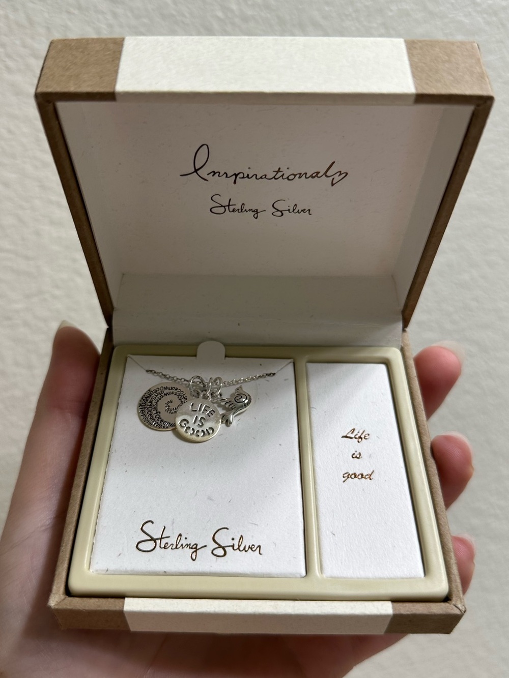 NWT Sterling Silver "Life is Good" Pendant Necklace - Silver